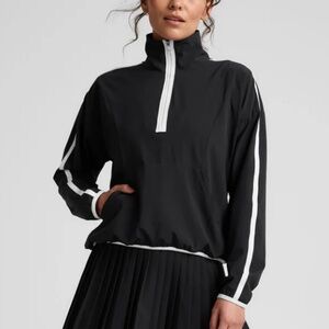 Beyond Yoga Course Contrast Half Zip Pullover Jacket Black White Women's Large L